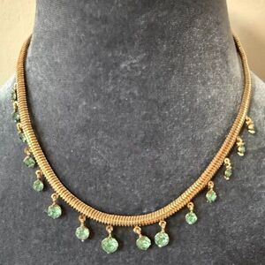 A New Day Z snake thick chain necklace with dangling green gems